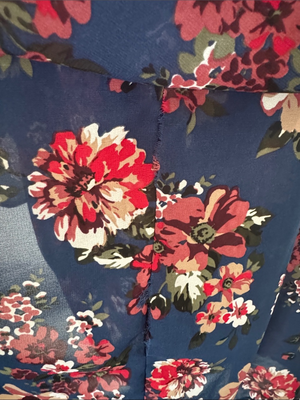Speed Control Navy Red Floral Kimono Cardigan Plus Boho Open Front‎ Duster 1X - Picture 3 of 8